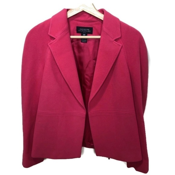 Jones New York Pink Wool Blend Blazer size 10P Barbiecore Career Classy Office - Picture 1 of 5